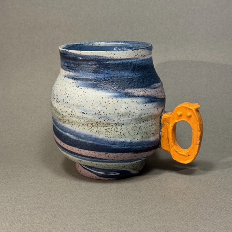 Blue Swirl Handled Mug Art