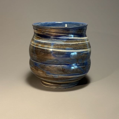 Brown Blue Swirl Vase