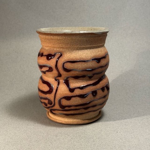 Very Large Brown-Gray Cup With Glaze Flourish