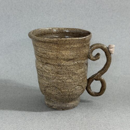 Brown Speckled Mug with Stamps